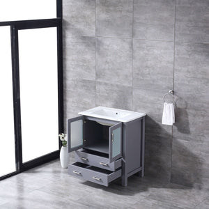 Volez 30" Dark Grey Single Vanity, Integrated Top, White Integrated Square Sink and no Mirror - LV341830SBES000