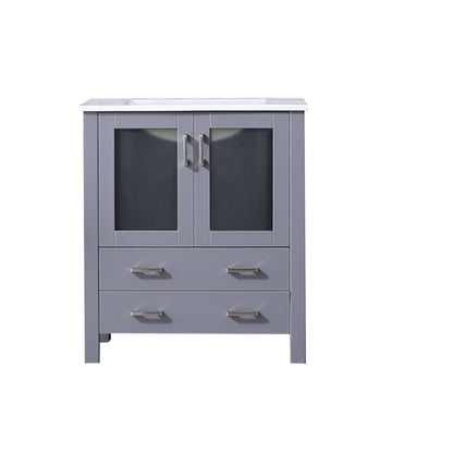 Volez 30" Dark Grey Single Vanity, Integrated Top, White Integrated Square Sink and no Mirror - LV341830SBES000