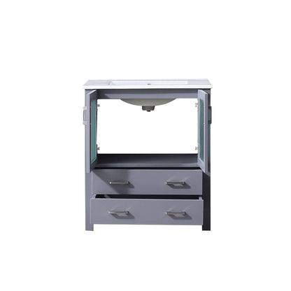 Volez 30" Dark Grey Single Vanity, Integrated Top, White Integrated Square Sink and no Mirror - LV341830SBES000