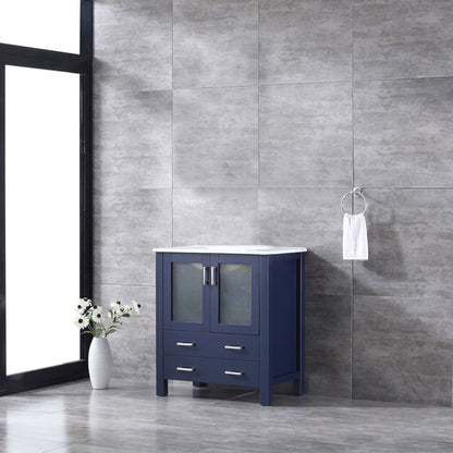 Volez 30" Navy Blue Single Vanity, Integrated Top, White Integrated Square Sink and no Mirror - LV341830SEES000