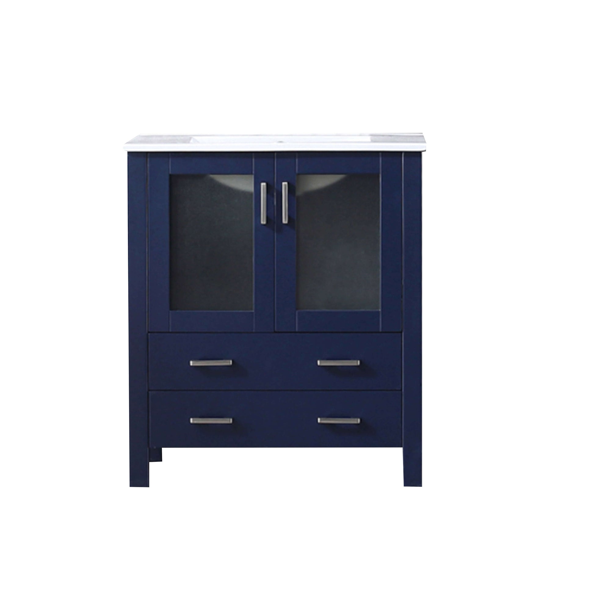 Volez 30" Navy Blue Single Vanity, Integrated Top, White Integrated Square Sink and no Mirror - LV341830SEES000