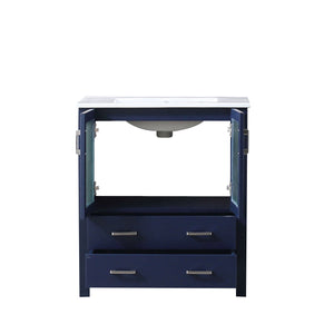 Volez 30" Navy Blue Single Vanity, Integrated Top, White Integrated Square Sink and no Mirror - LV341830SEES000