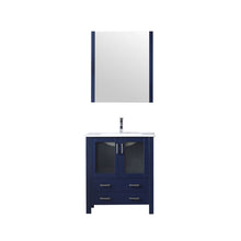 Load image into Gallery viewer, Volez 30&quot; Navy Blue Single Vanity, Integrated Top, White Integrated Square Sink and 28&quot; Mirror - LV341830SEESM28