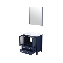 Load image into Gallery viewer, Volez 30&quot; Navy Blue Single Vanity, Integrated Top, White Integrated Square Sink and 28&quot; Mirror - LV341830SEESM28