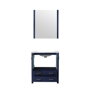 Volez 30" Navy Blue Single Vanity, Integrated Top, White Integrated Square Sink and 28" Mirror - LV341830SEESM28