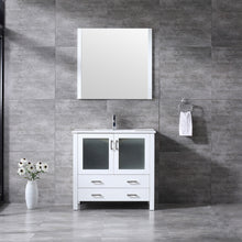 Load image into Gallery viewer, Volez 36&quot; White Single Vanity, Integrated Top, White Integrated Square Sink and 34&quot; Mirror - LV341836SAESM34