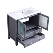 Load image into Gallery viewer, Volez 36&quot; Dark Grey Single Vanity, Integrated Top, White Integrated Square Sink and no Mirror - LV341836SBES000