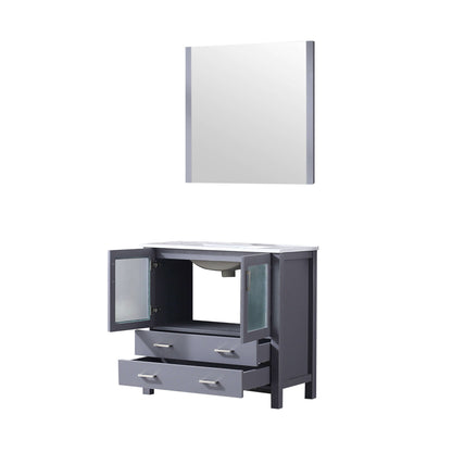 Volez 36" Dark Grey Single Vanity, Integrated Top, White Integrated Square Sink and 34" Mirror - LV341836SBESM34