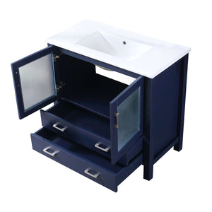 Volez 36" Navy Blue Single Vanity, Integrated Top, White Integrated Square Sink and no Mirror - LV341836SEES000