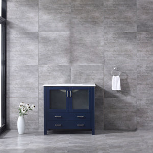 Volez 36" Navy Blue Single Vanity, Integrated Top, White Integrated Square Sink and no Mirror - LV341836SEES000