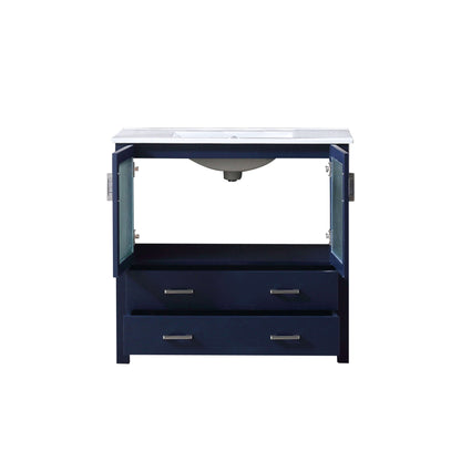 Volez 36" Navy Blue Single Vanity, Integrated Top, White Integrated Square Sink and no Mirror - LV341836SEES000