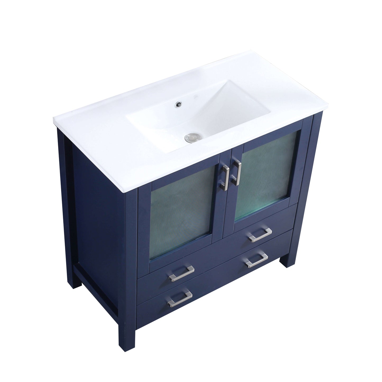 Volez 36" Navy Blue Single Vanity, Integrated Top, White Integrated Square Sink and no Mirror - LV341836SEES000