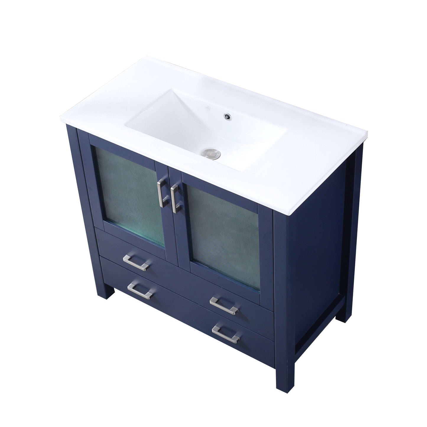 Volez 36" Navy Blue Single Vanity, Integrated Top, White Integrated Square Sink and no Mirror - LV341836SEES000