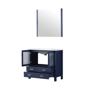 Volez 36" Navy Blue Single Vanity, Integrated Top, White Integrated Square Sink and 34" Mirror - LV341836SEESM34