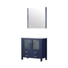 Load image into Gallery viewer, Volez 36&quot; Navy Blue Single Vanity, Integrated Top, White Integrated Square Sink and 34&quot; Mirror - LV341836SEESM34