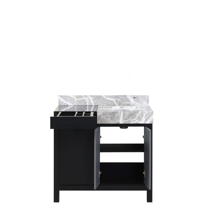 Zilara 36" Black and Grey Single Vanity, Castle Grey Marble Top, and White Square Sink - LZ342236SLIS000