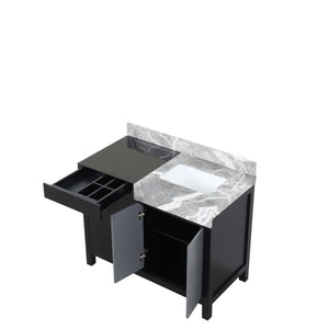 Zilara 42" Black and Grey Single Vanity, Castle Grey Marble Top, and White Square Sink - LZ342242SLIS000
