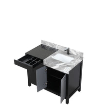 Load image into Gallery viewer, Zilara 42&quot; Black and Grey Single Vanity, Castle Grey Marble Top, White Square Sink, and Balzani Gun Metal Faucet - LZ342242SLISFBG