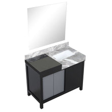 Load image into Gallery viewer, Zilara 42&quot; Black and Grey Single Vanity, Castle Grey Marble Top, White Square Sink, and 34&quot; Frameless Mirror - LZ342242SLISM34
