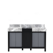 Load image into Gallery viewer, Zilara 55&quot; Black and Grey Double Vanity, Castle Grey Marble Tops, and White Square Sinks - LZ342255SLIS000