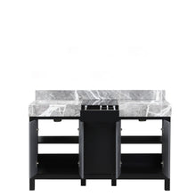 Load image into Gallery viewer, Zilara 55&quot; Black and Grey Double Vanity, Castle Grey Marble Tops, and White Square Sinks - LZ342255SLIS000