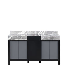 Load image into Gallery viewer, Zilara 60&quot; Black and Grey Double Vanity, Castle Grey Marble Tops, and White Square Sinks - LZ342260DLIS000