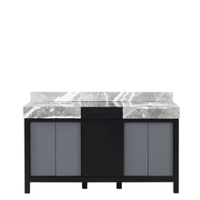Load image into Gallery viewer, Zilara 60&quot; Black and Grey Double Vanity, Castle Grey Marble Tops, and White Square Sinks - LZ342260DLIS000