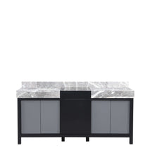 Load image into Gallery viewer, Zilara 72&quot; Black and Grey Double Vanity, Castle Grey Marble Tops, and White Square Sinks - LZ342272DLIS000