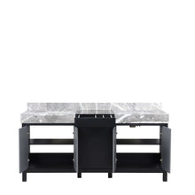 Load image into Gallery viewer, Zilara 72&quot; Black and Grey Double Vanity, Castle Grey Marble Tops, and White Square Sinks - LZ342272DLIS000