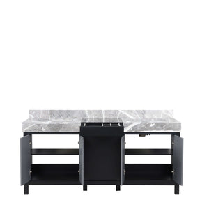 Zilara 72" Black and Grey Double Vanity, Castle Grey Marble Tops, and White Square Sinks - LZ342272DLIS000