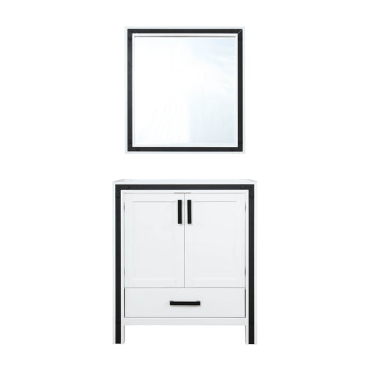 Ziva 30" White Single Vanity, no Top and 28" Mirror - LZV352230SA00M28