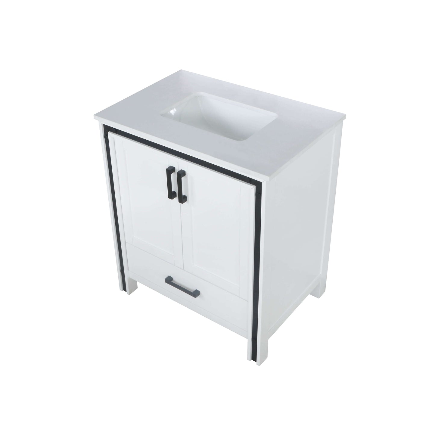 Ziva 30" White Single Vanity, Cultured Marble Top, White Square Sink and no Mirror - LZV352230SAJS000