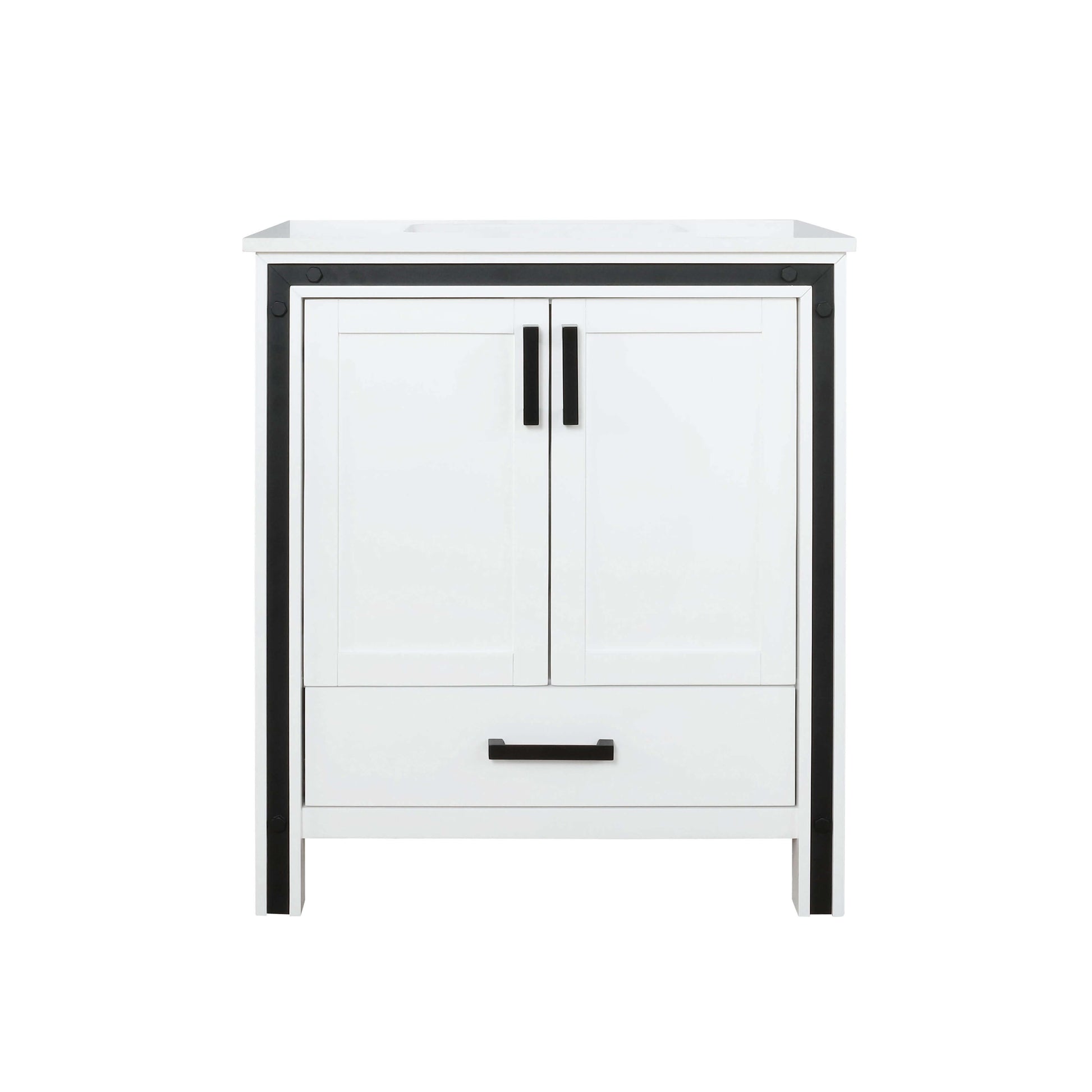 Ziva 30" White Single Vanity, Cultured Marble Top, White Square Sink and no Mirror - LZV352230SAJS000