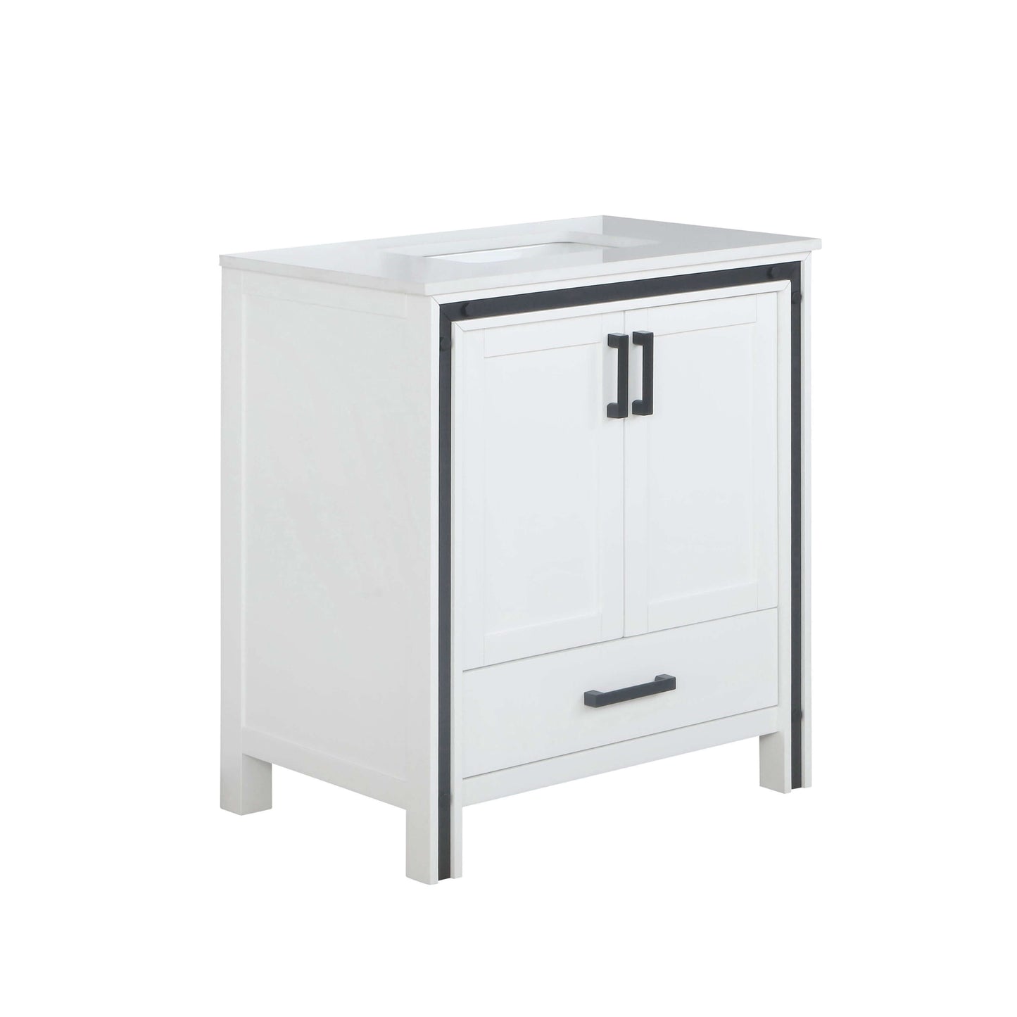 Ziva 30" White Single Vanity, Cultured Marble Top, White Square Sink and no Mirror - LZV352230SAJS000