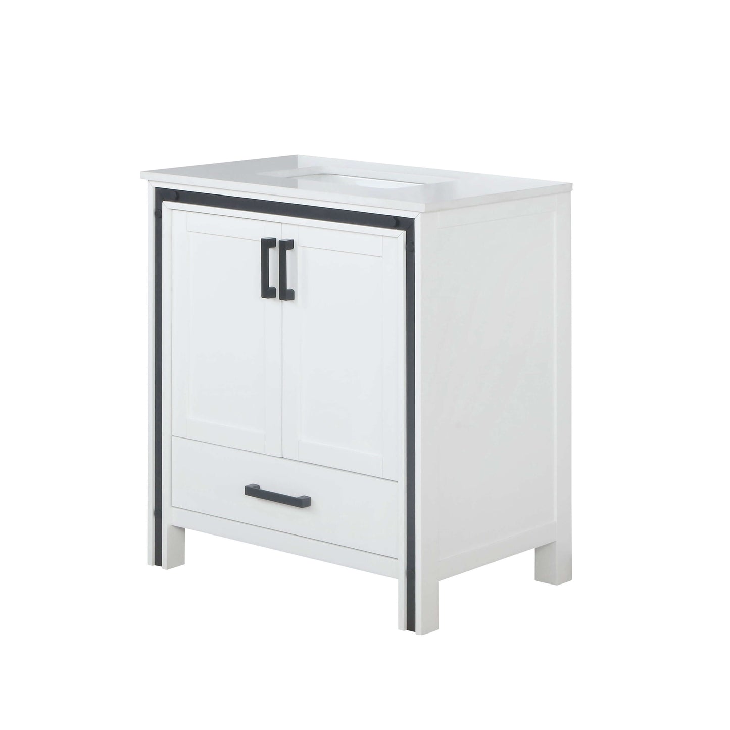 Ziva 30" White Single Vanity, Cultured Marble Top, White Square Sink and no Mirror - LZV352230SAJS000