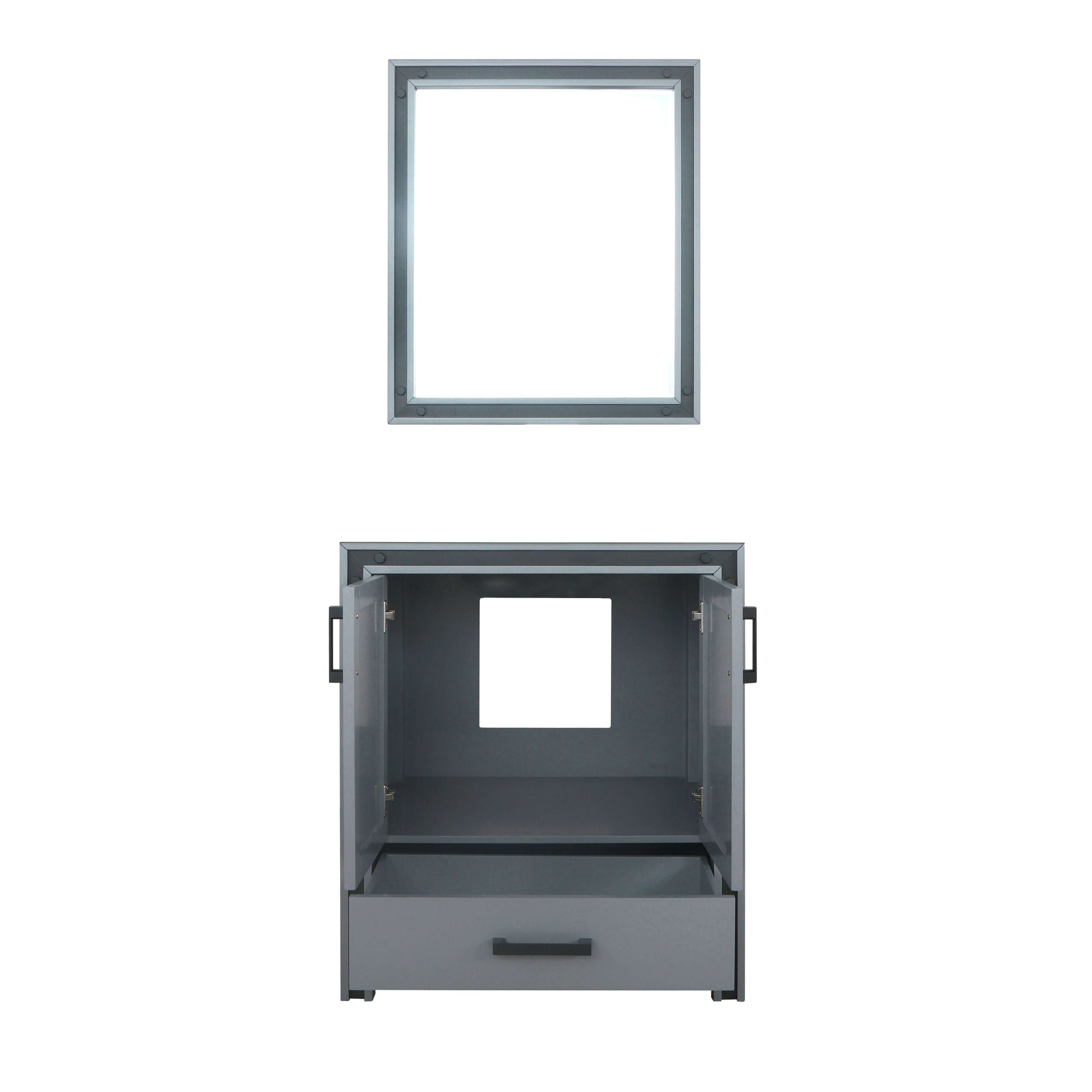 Ziva 30" Dark Grey Single Vanity, no Top and 28" Mirror - LZV352230SB00M28