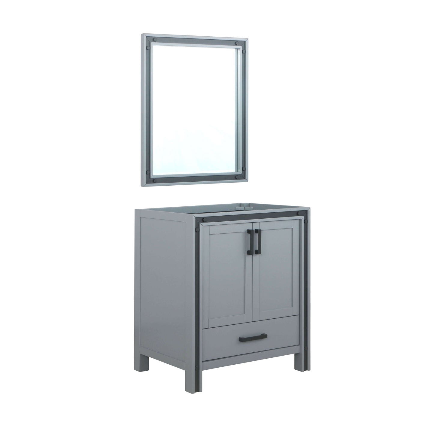 Ziva 30" Dark Grey Single Vanity, no Top and 28" Mirror - LZV352230SB00M28