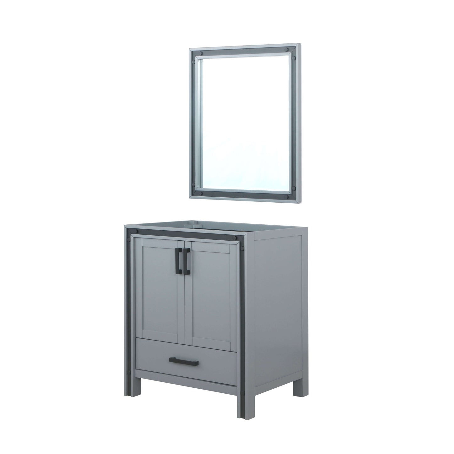 Ziva 30" Dark Grey Single Vanity, no Top and 28" Mirror - LZV352230SB00M28