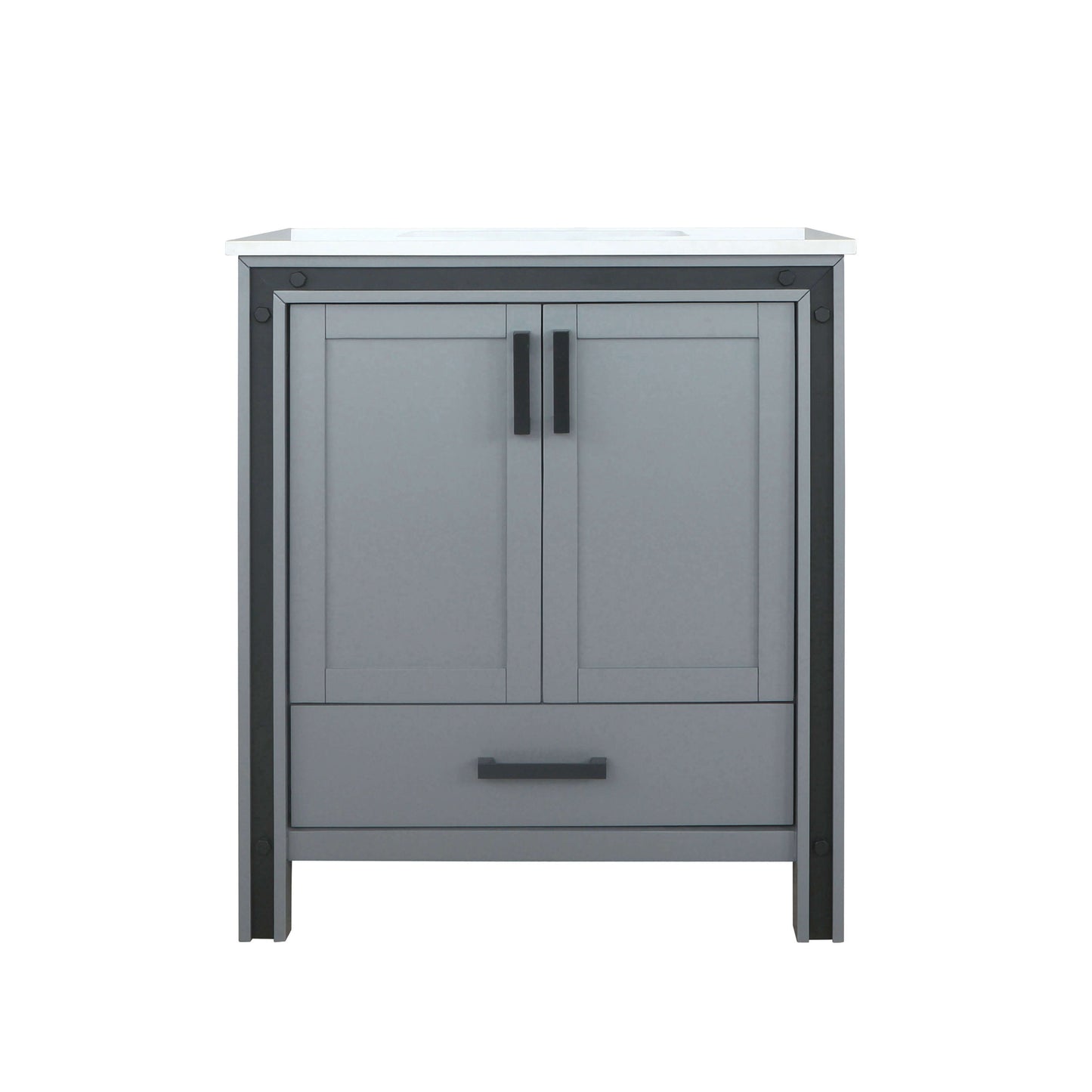 Ziva 30" Dark Grey Single Vanity, Cultured Marble Top, White Square Sink and no Mirror - LZV352230SBJS000