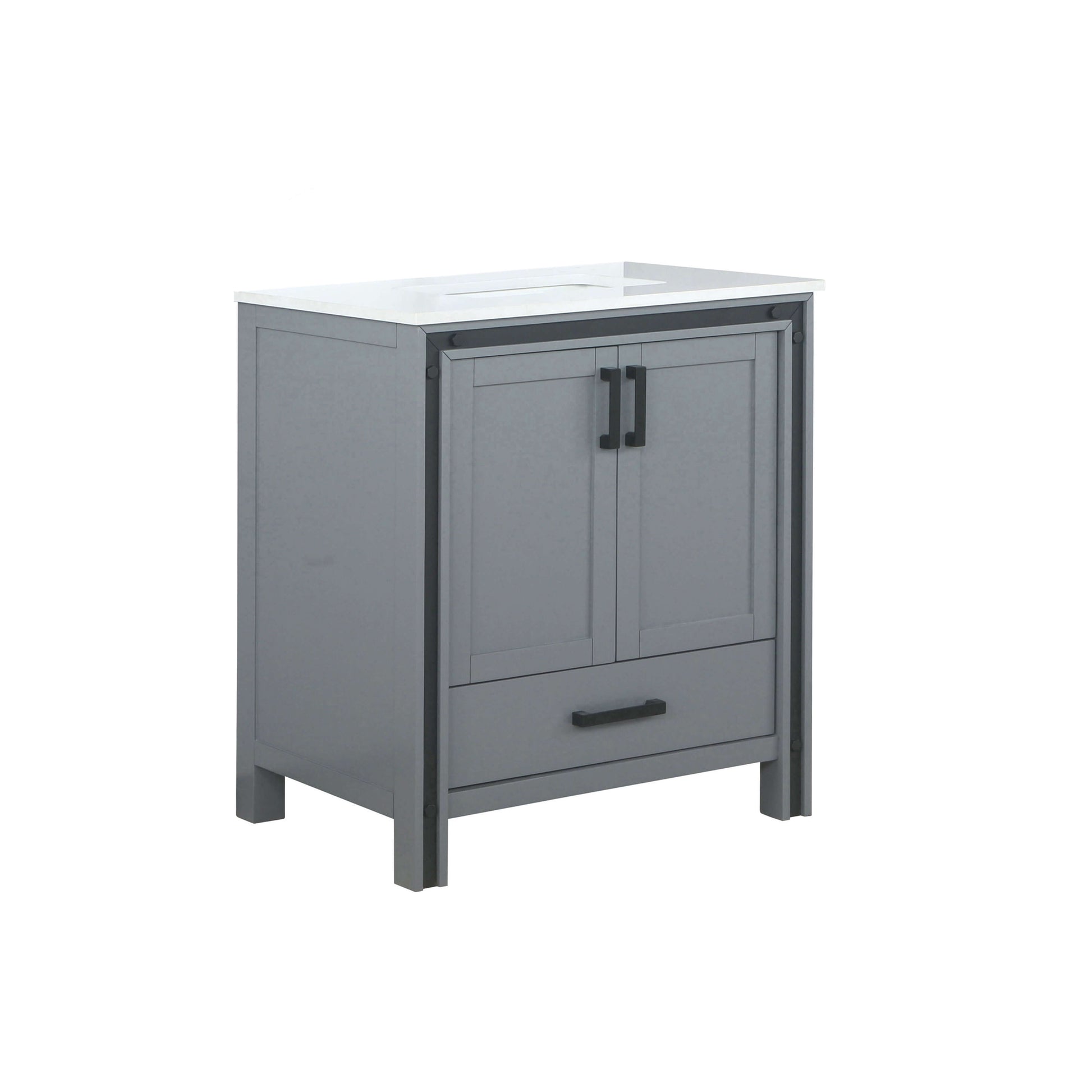 Ziva 30" Dark Grey Single Vanity, Cultured Marble Top, White Square Sink and no Mirror - LZV352230SBJS000