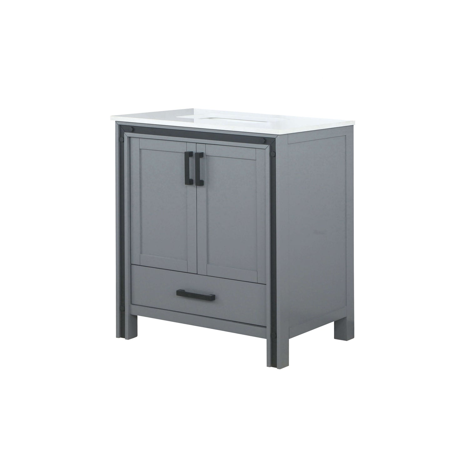 Ziva 30" Dark Grey Single Vanity, Cultured Marble Top, White Square Sink and no Mirror - LZV352230SBJS000