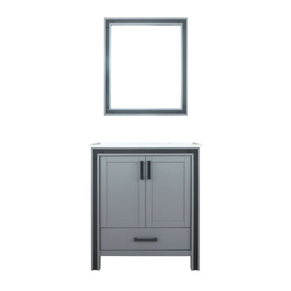 Ziva 30" Dark Grey Single Vanity, Cultured Marble Top, White Square Sink and 28" Mirror - LZV352230SBJSM28