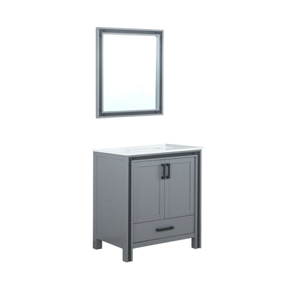 Ziva 30" Dark Grey Single Vanity, Cultured Marble Top, White Square Sink and 28" Mirror - LZV352230SBJSM28