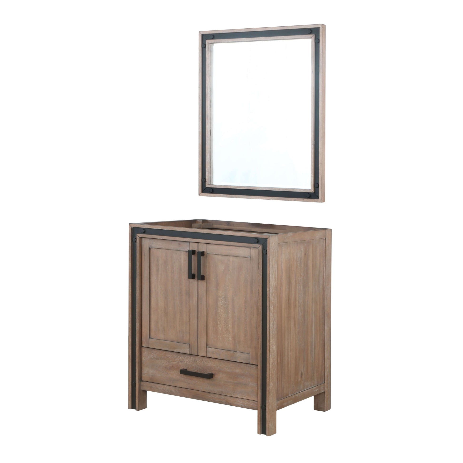 Ziva 30" Rustic Barnwood Single Vanity, no Top and 28" Mirror - LZV352230SN00M28