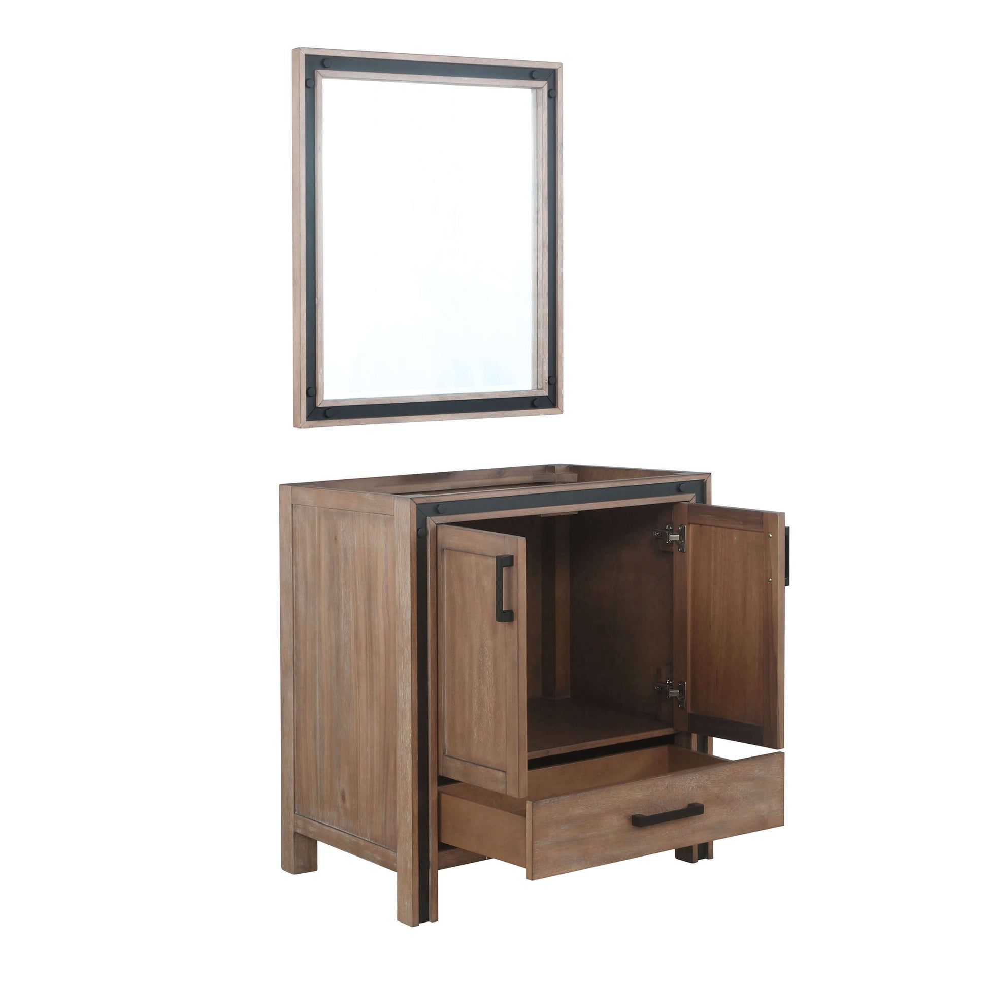 Ziva 30" Rustic Barnwood Single Vanity, no Top and 28" Mirror - LZV352230SN00M28