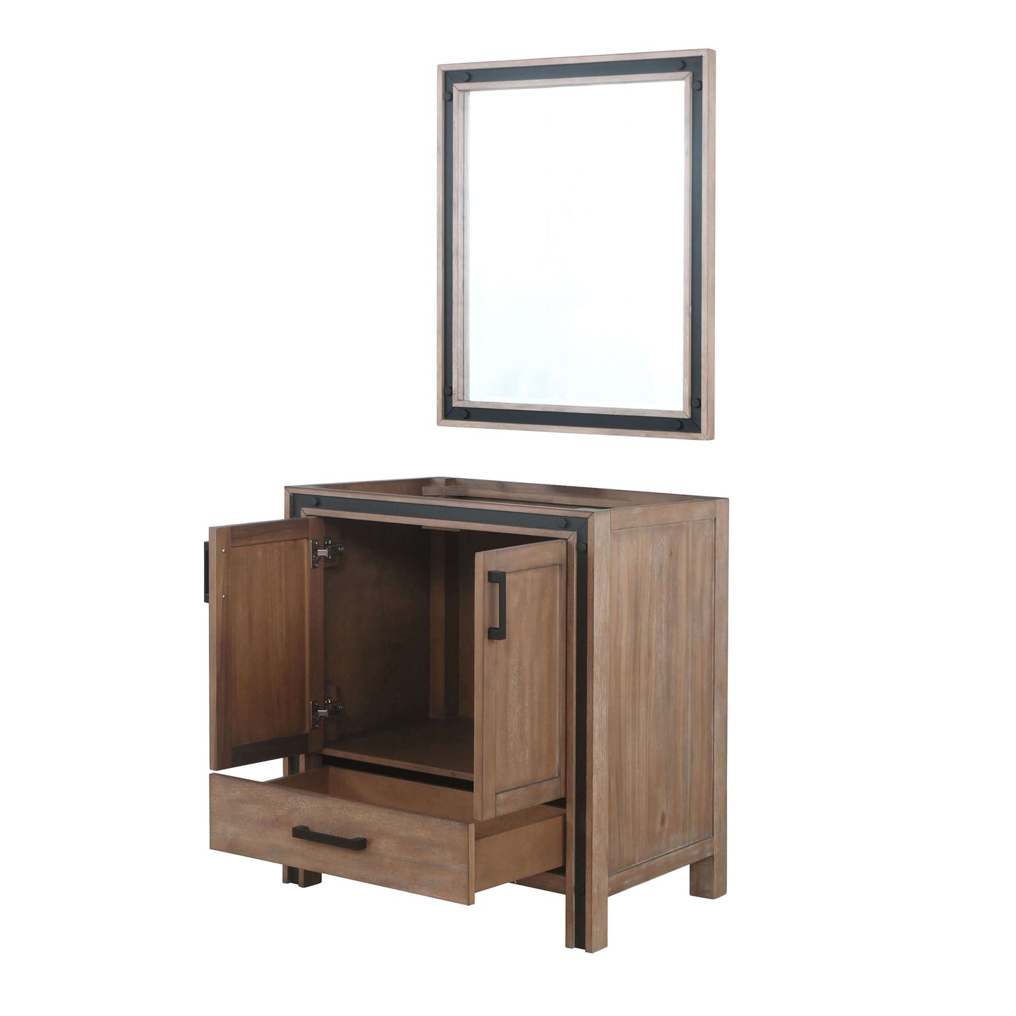 Ziva 30" Rustic Barnwood Single Vanity, no Top and 28" Mirror - LZV352230SN00M28