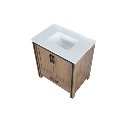 Ziva 30" Rustic Barnwood Single Vanity, Cultured Marble Top, White Square Sink and no Mirror - LZV352230SNJS000