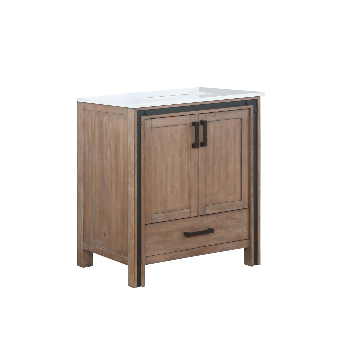 Ziva 30" Rustic Barnwood Single Vanity, Cultured Marble Top, White Square Sink and no Mirror - LZV352230SNJS000