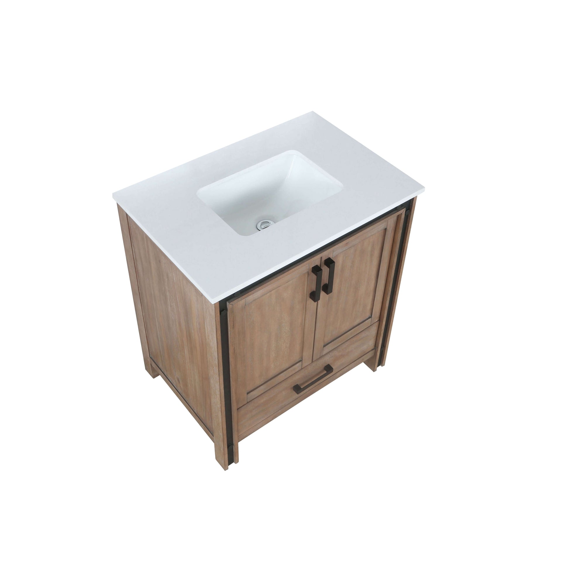 Ziva 30" Rustic Barnwood Single Vanity, Cultured Marble Top, White Square Sink and no Mirror - LZV352230SNJS000
