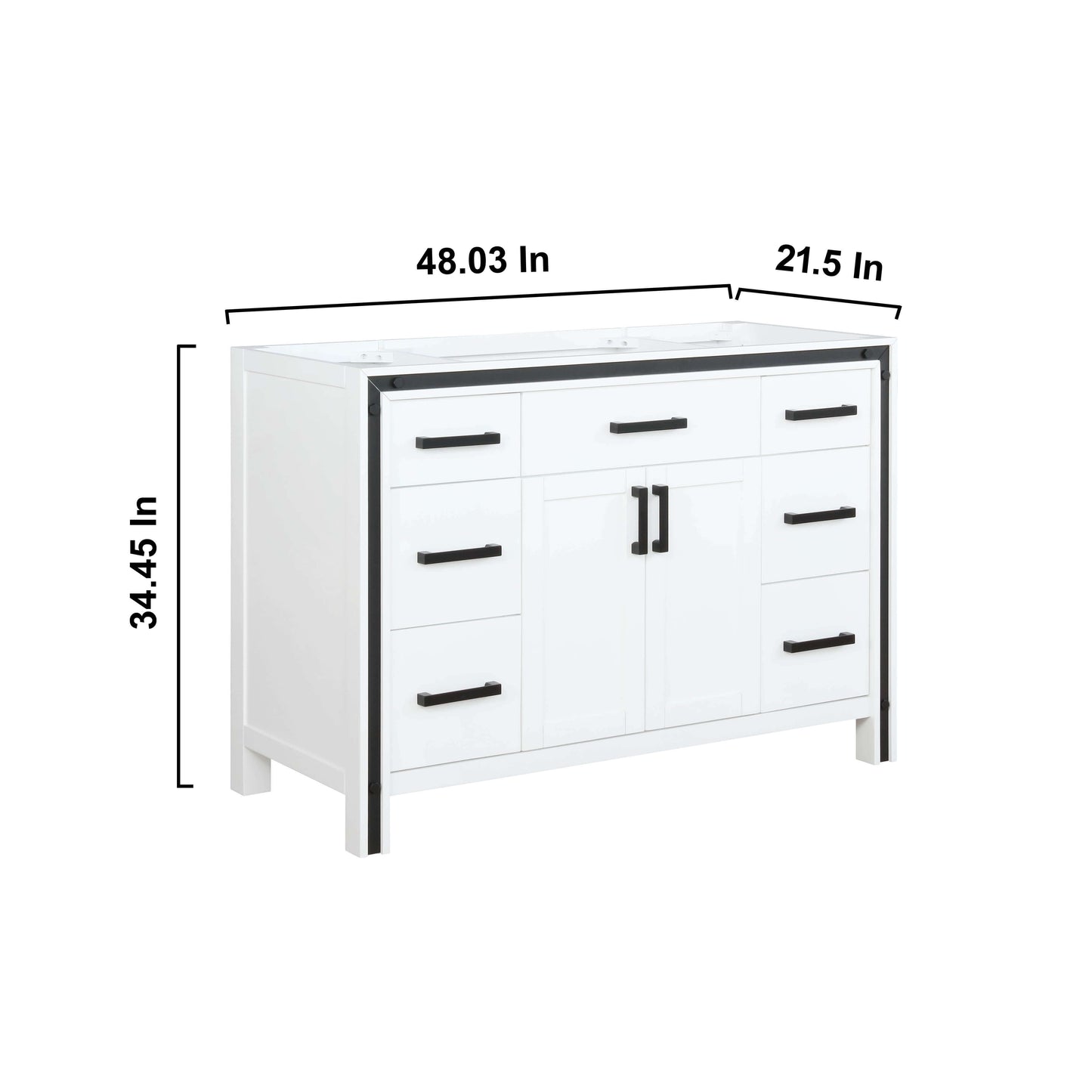 Ziva 48" White Single Vanity Cabinet Only - LZV352248SA00000